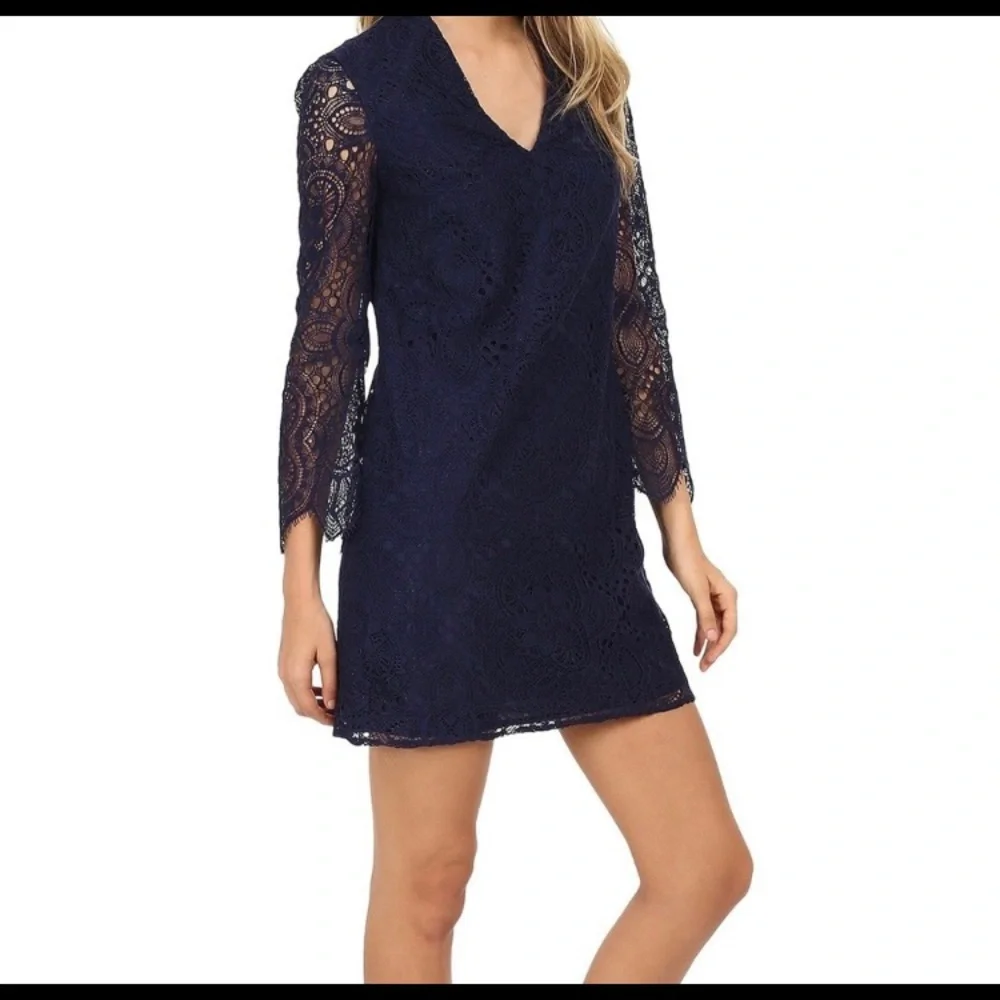 NWT Lilly Pulitzer Felicity Navy Sunburst Lace Dress Size 0 Gorgeous!!! - Picture 2 of 12